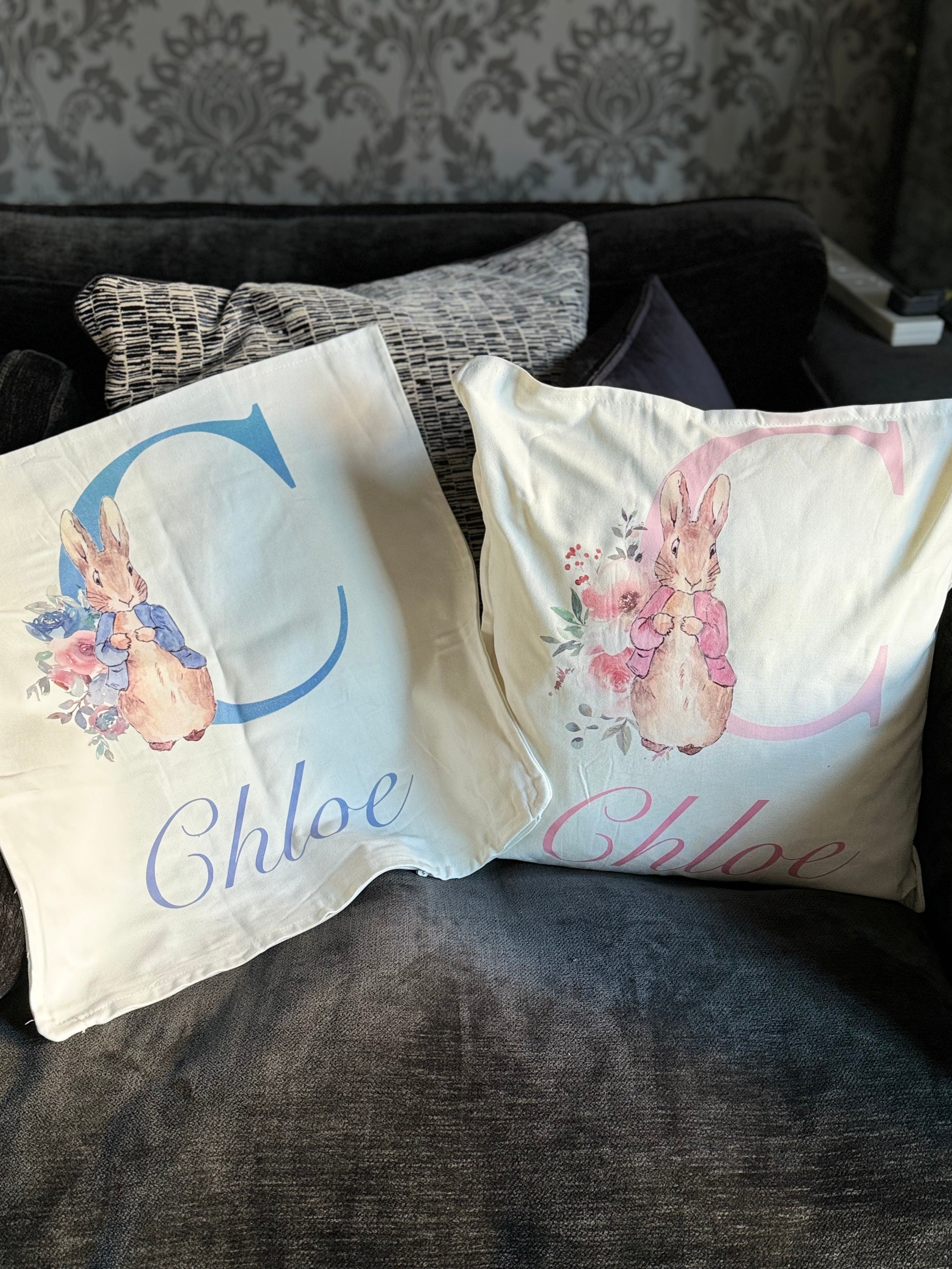 Stunning Personlised Peter Or Flopsy Cushion Cover 50cm Square