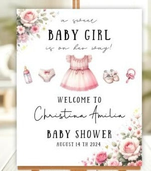 Baby Shower Welcome Sign Baby Girl Design