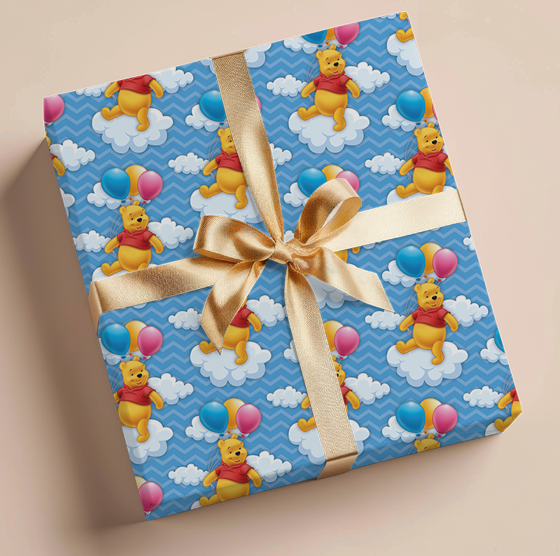 Wrapping Paper -Friends On Blue Paper On Clouds