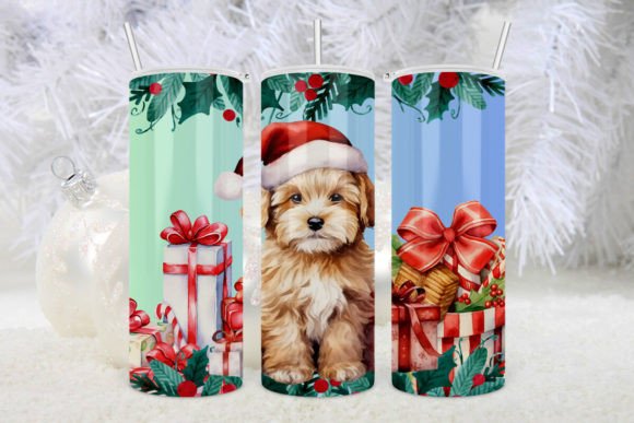 20oz Tumbler Christmas Dog Design