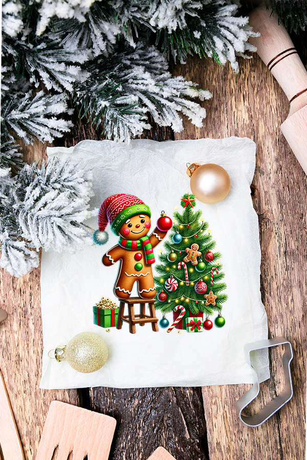 DTF - Transfer. Christmas Design 26 Ginger Bread Man With Tree