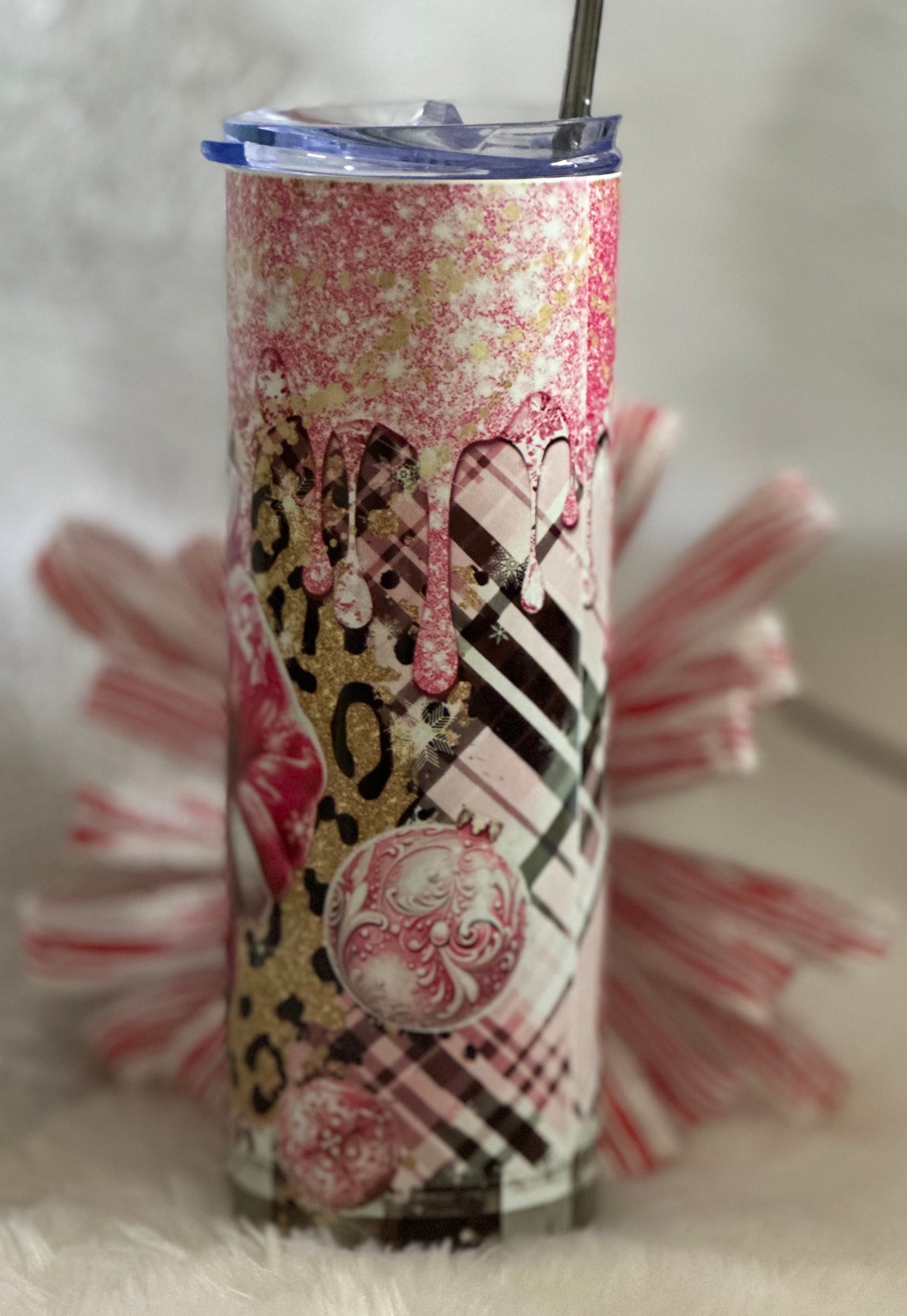 20oz Tumbler Pink Santa