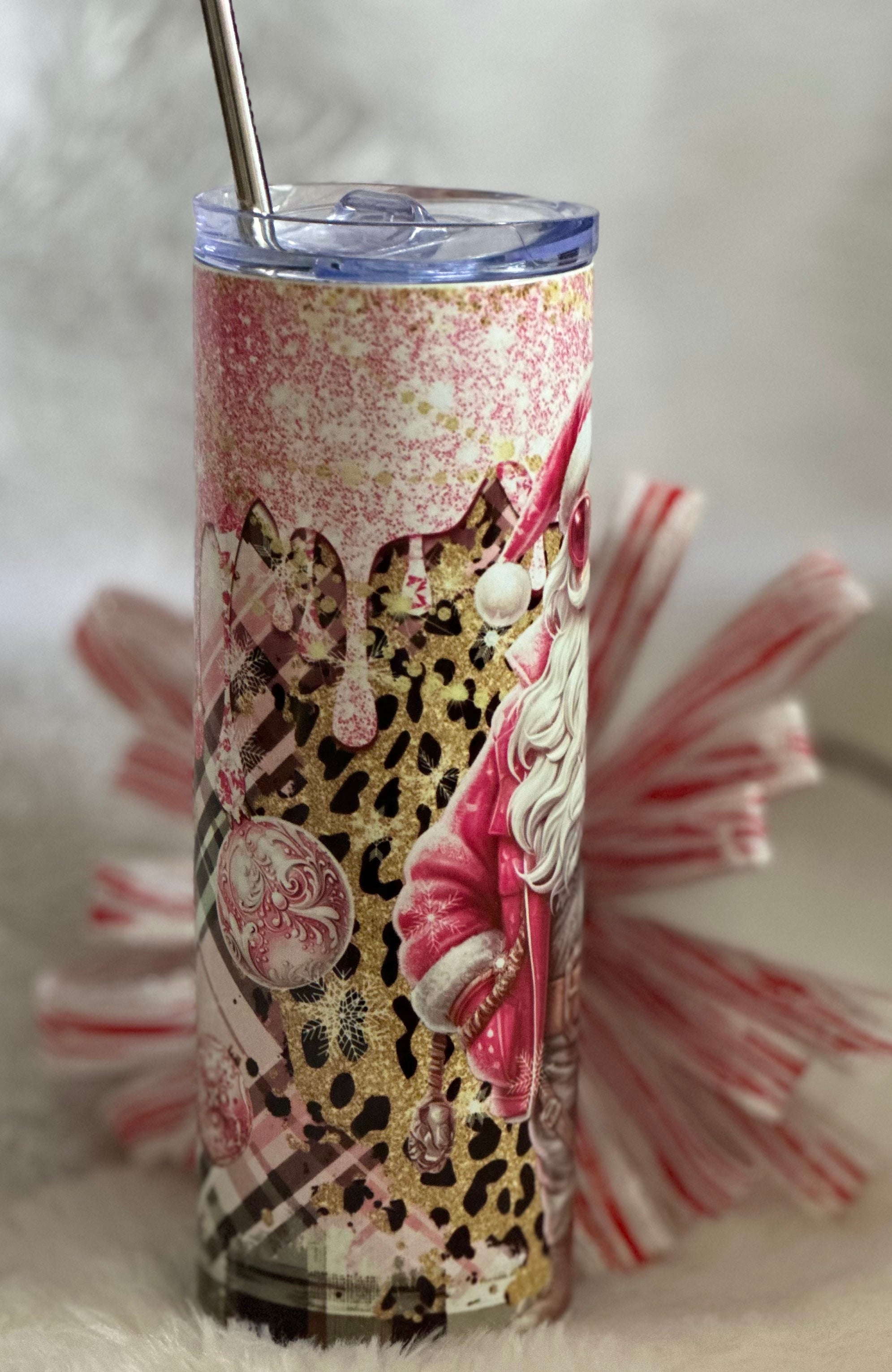 20oz Tumbler Pink Santa