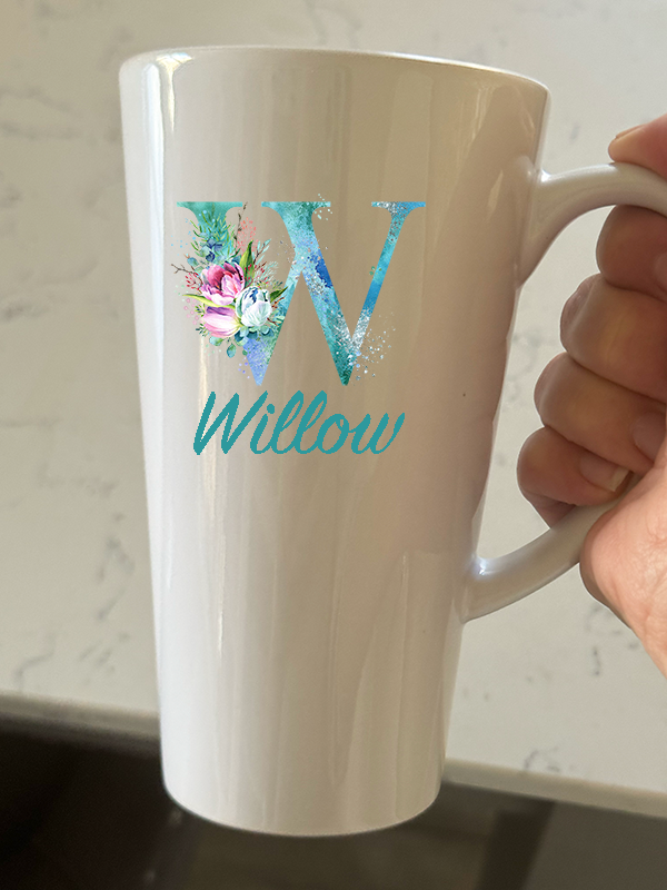 17oz Latte Mug Personlised With Letter And Name