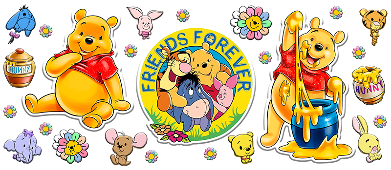 UV-DTF DECAL - Pooh And Friends Mug Wrap (16oz)