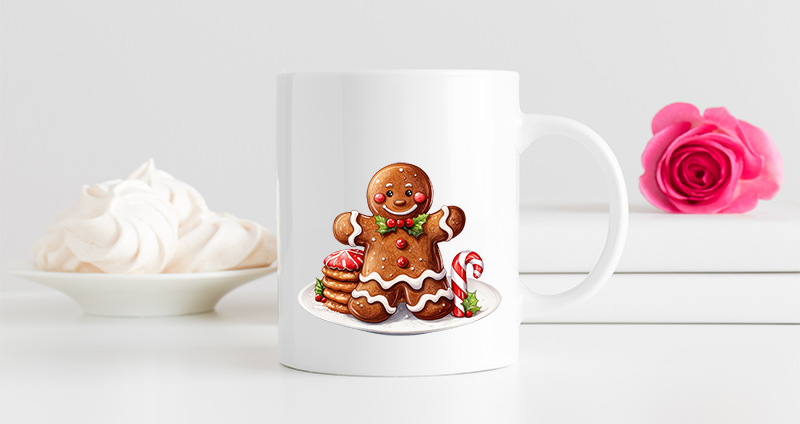 UV-DTF DECAL - Ginger Bread Man With Snacks