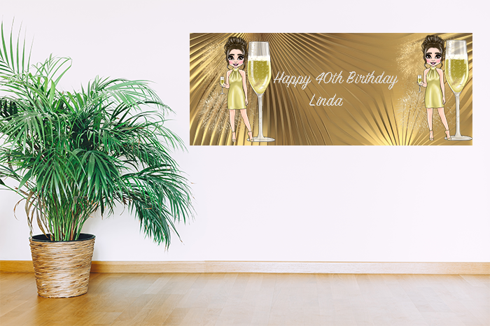 Banner 60x30cm - Gold Champaign Style Banner