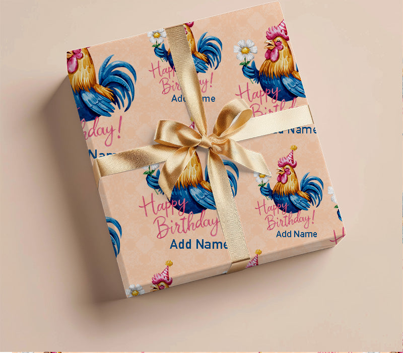 Wrapping Paper - Happy Birthday Design With  Blue Turkey