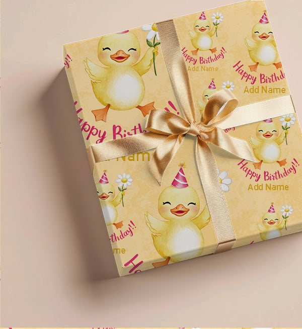 Wrapping Paper - Happy Birthday Design With Yellow Chick