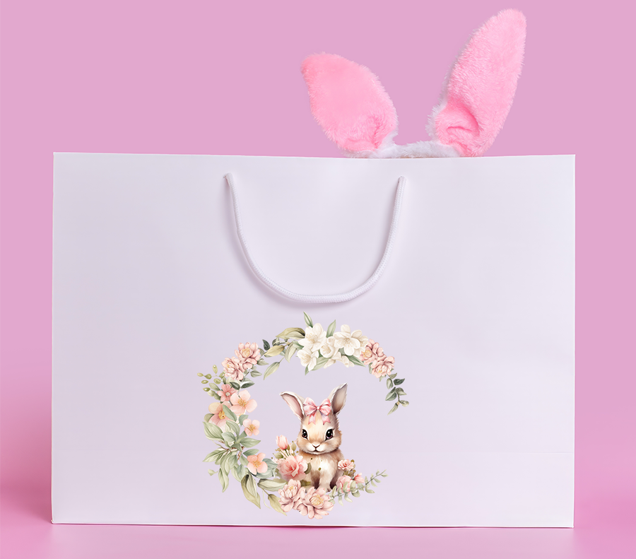 DTF - Transfer. Cute Bunny With Bow In A Wreath