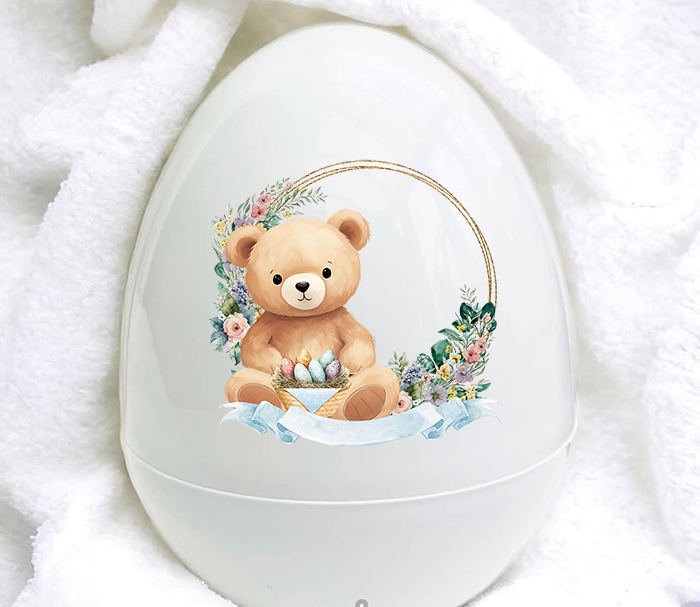 UV-DTF DECAL - Easter Bear With Blue Eggs