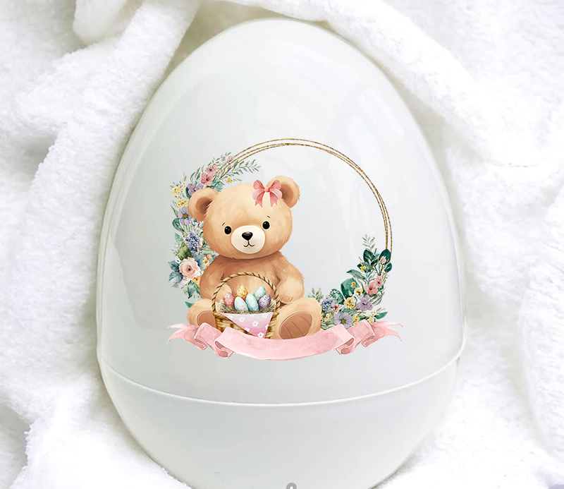 UV-DTF DECAL - Easter Bear With Pink Eggs