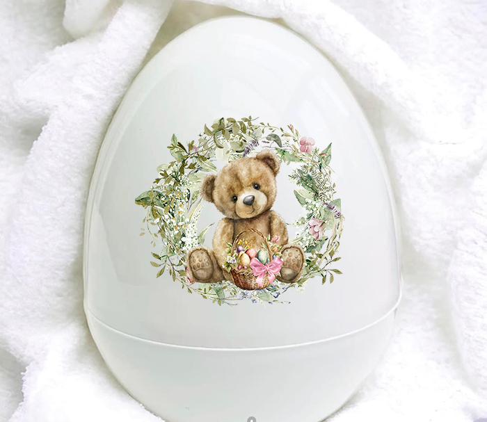 UV-DTF DECAL - Bear With Basket With Pink Bow