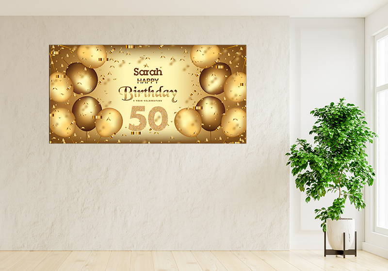 Banner 30x90cm -  Happy Birthday Gold