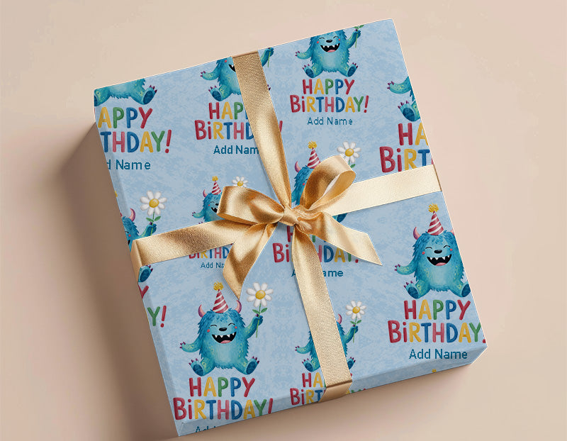 Wrapping Paper - Happy Birthday Design With Monster