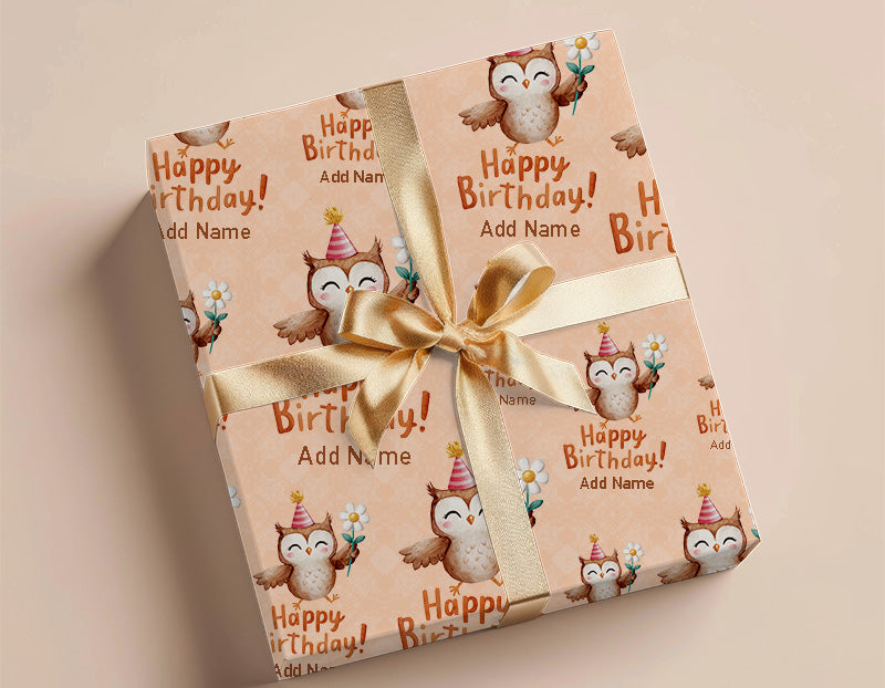 Wrapping Paper - Happy Birthday Design With Owl