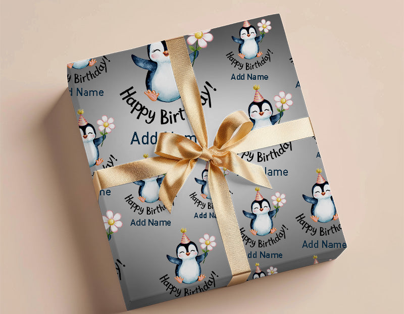 Wrapping Paper - Happy Birthday Design With Penguin