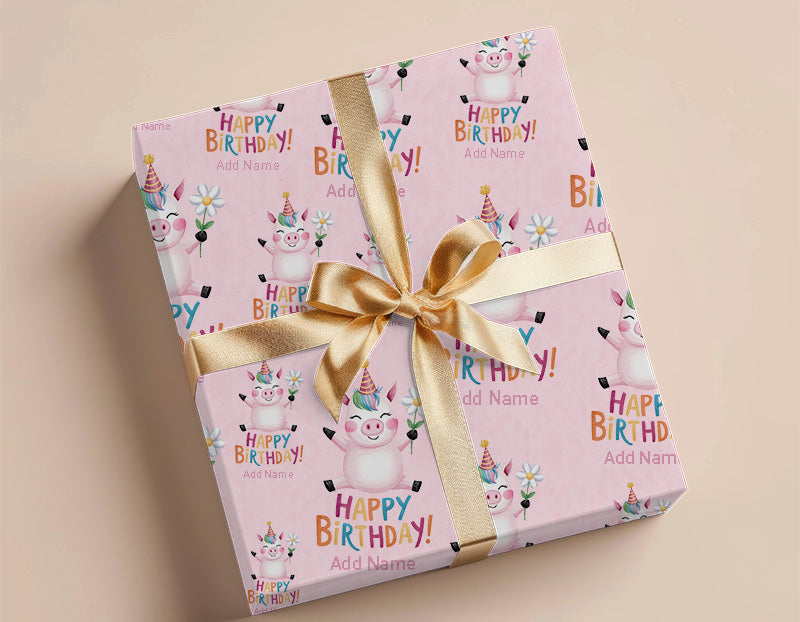 Wrapping Paper - Happy Birthday Design With Pig