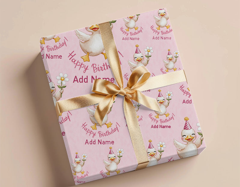 Wrapping Paper - Happy Birthday Design With Pink Chick