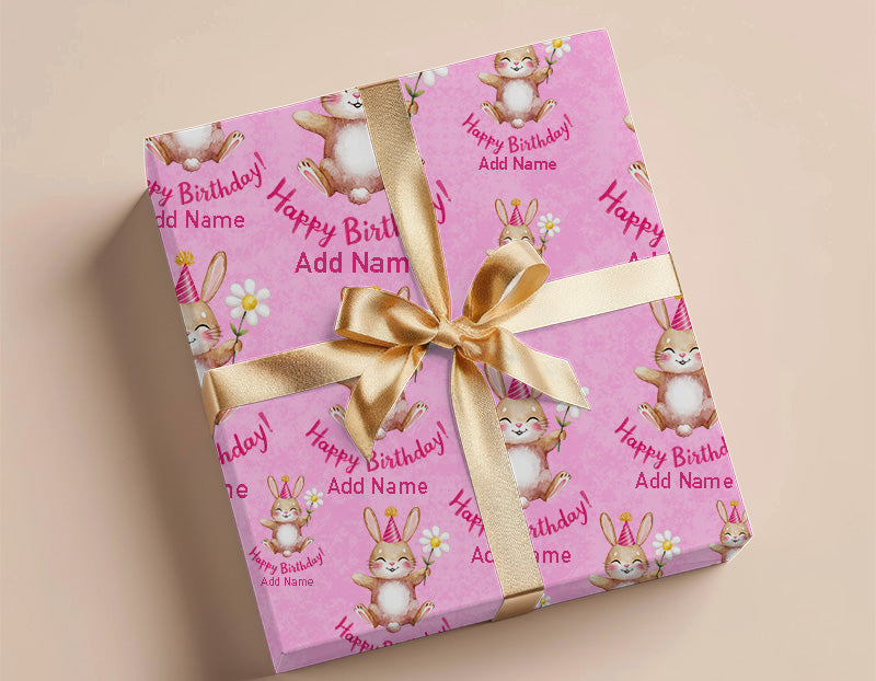 Wrapping Paper - Happy Birthday Design With Rabbit