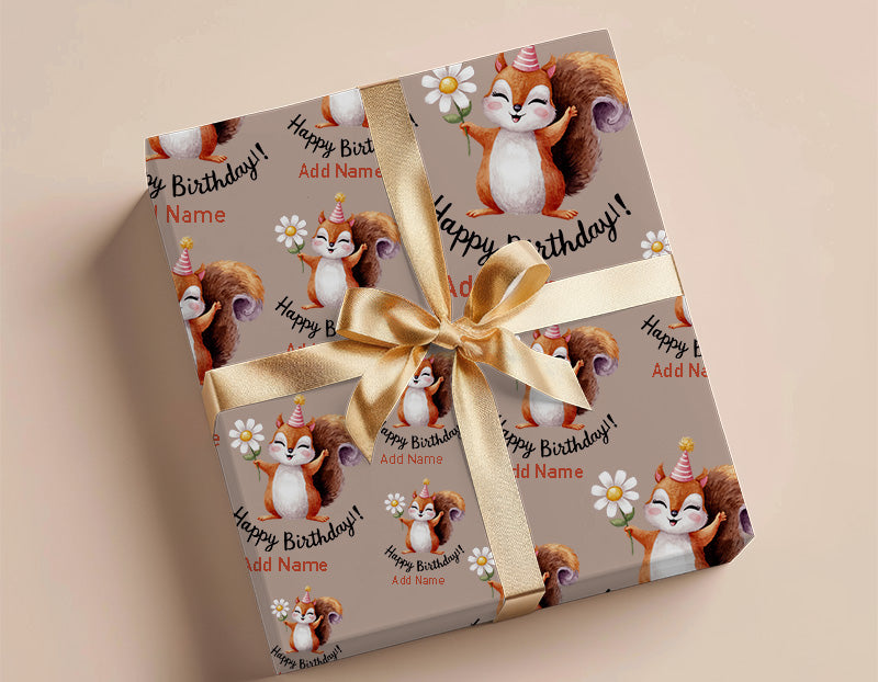 Wrapping Paper - Happy Birthday Design With Squirrel