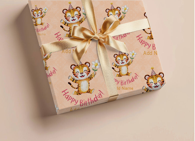 Wrapping Paper - Happy Birthday Design With Tiger