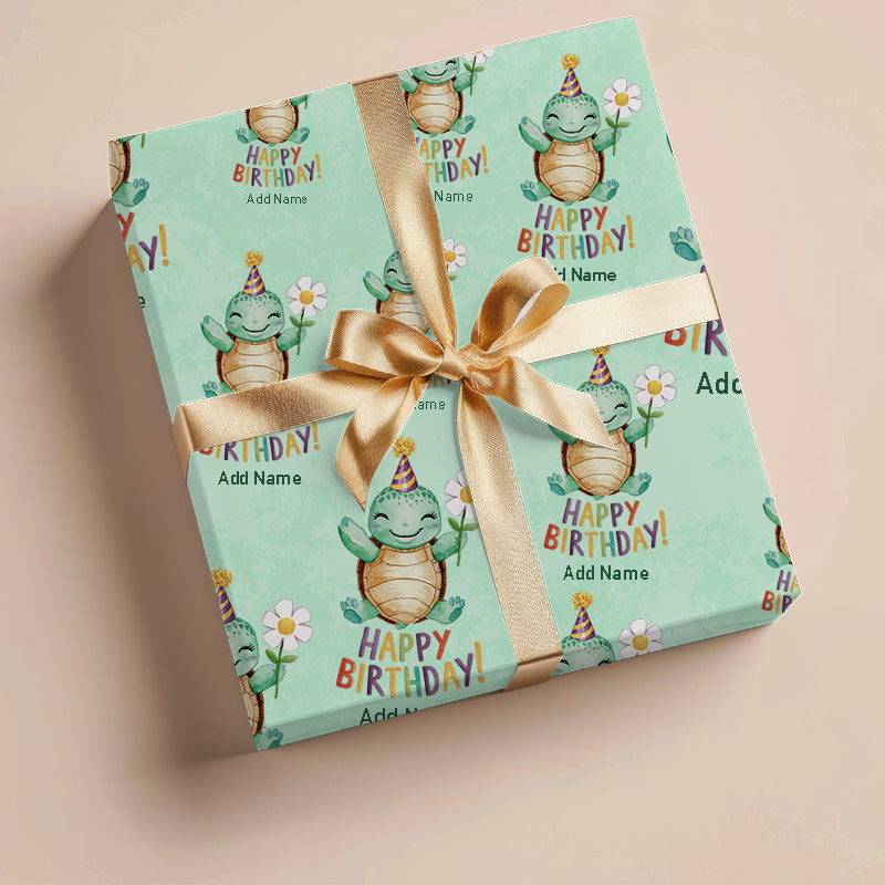 Wrapping Paper - Happy Birthday Design With Turtle