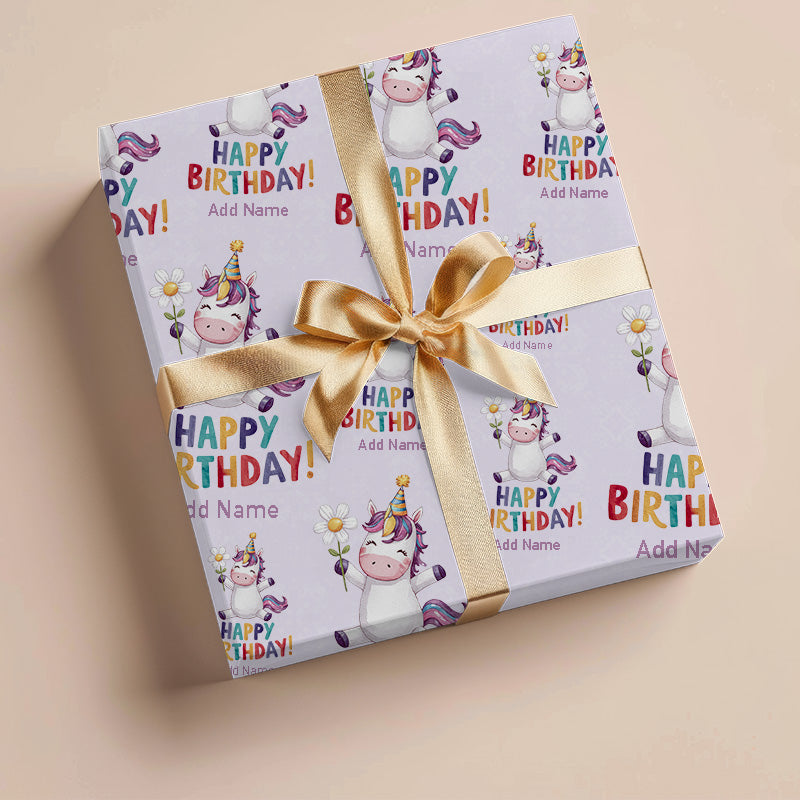 Wrapping Paper - Happy Birthday Design With Unicorn