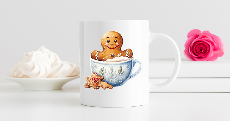 UV-DTF DECAL - Ginger Bread Man In A Cup