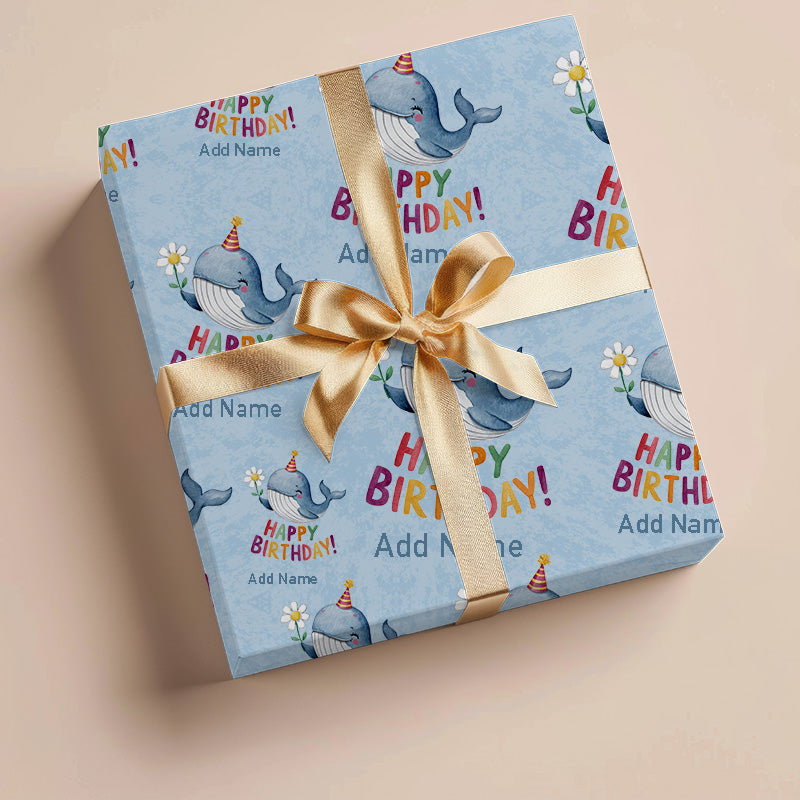 Wrapping Paper - Happy Birthday Design With Whale