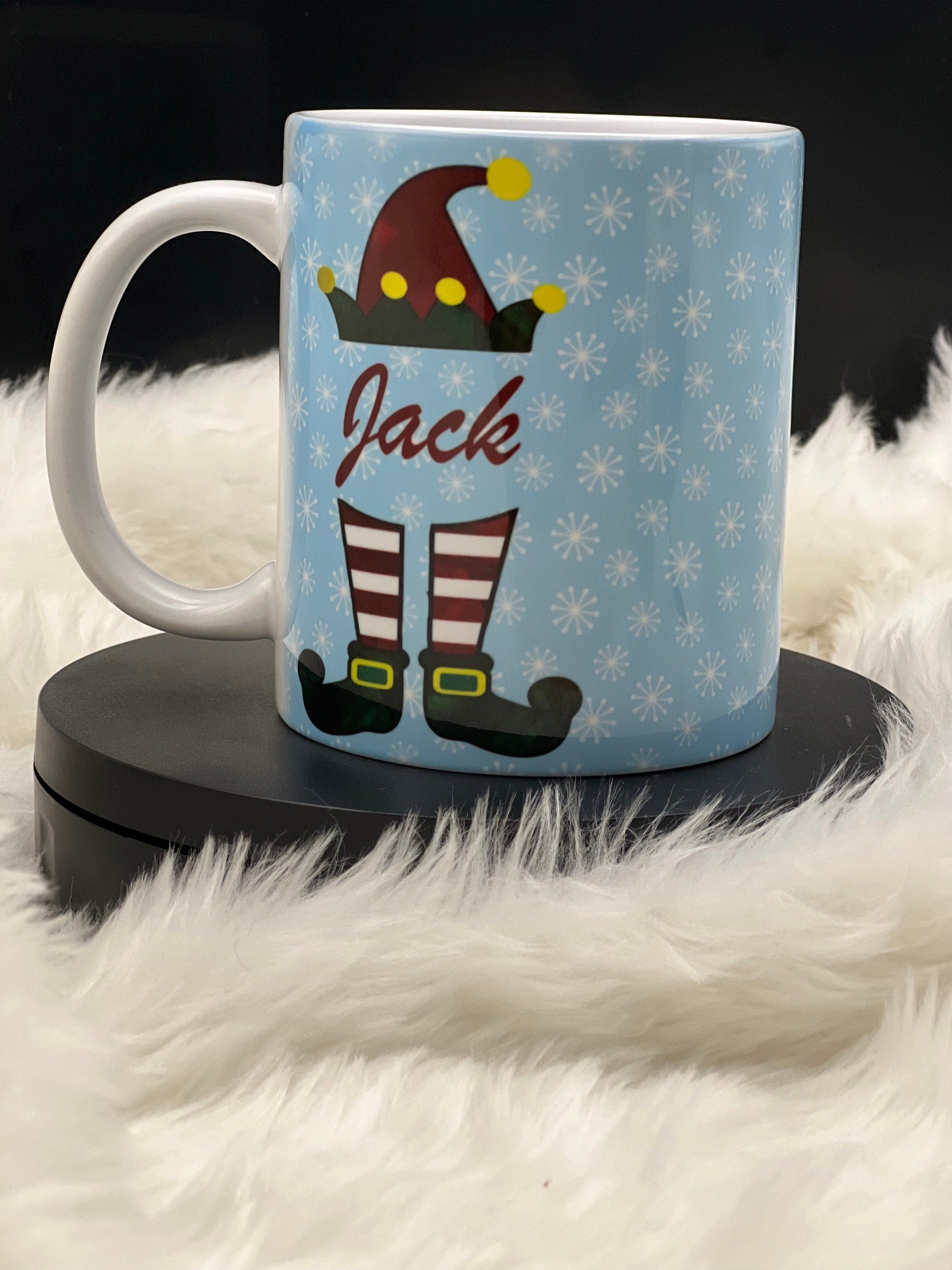 Personalised Christmas Elf Mug, His Or Hers, Boy Or Girl, Gift, Present, Cosy Nights In.